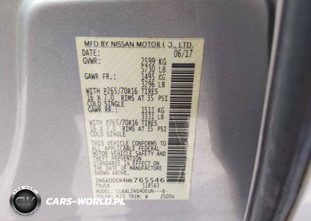 2017 Nissan Frontier Sv VIN:1N6AD0ER4HN765546 - 9