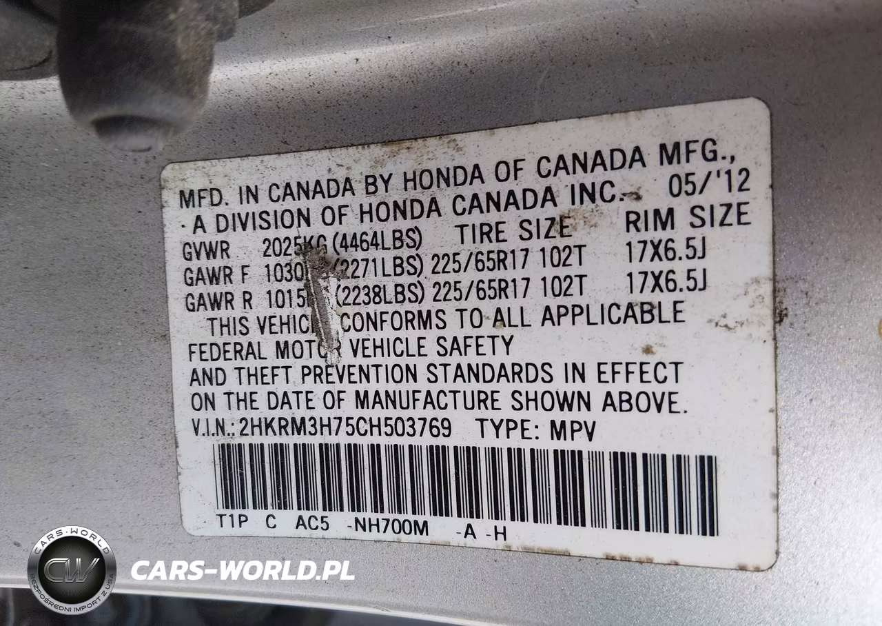 2012 Honda Cr-V Ex-L VIN:2HKRM3H75CH503769 - 9