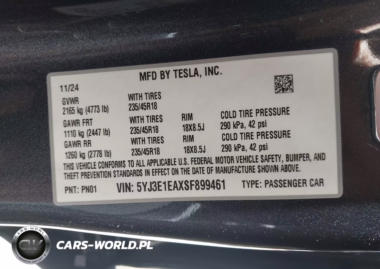 2025 Tesla Model 3 Long Range Rear-Wheel Drive-Standard Rear-Wheel Drive VIN:5YJ3E1EAXSF899461 - 9