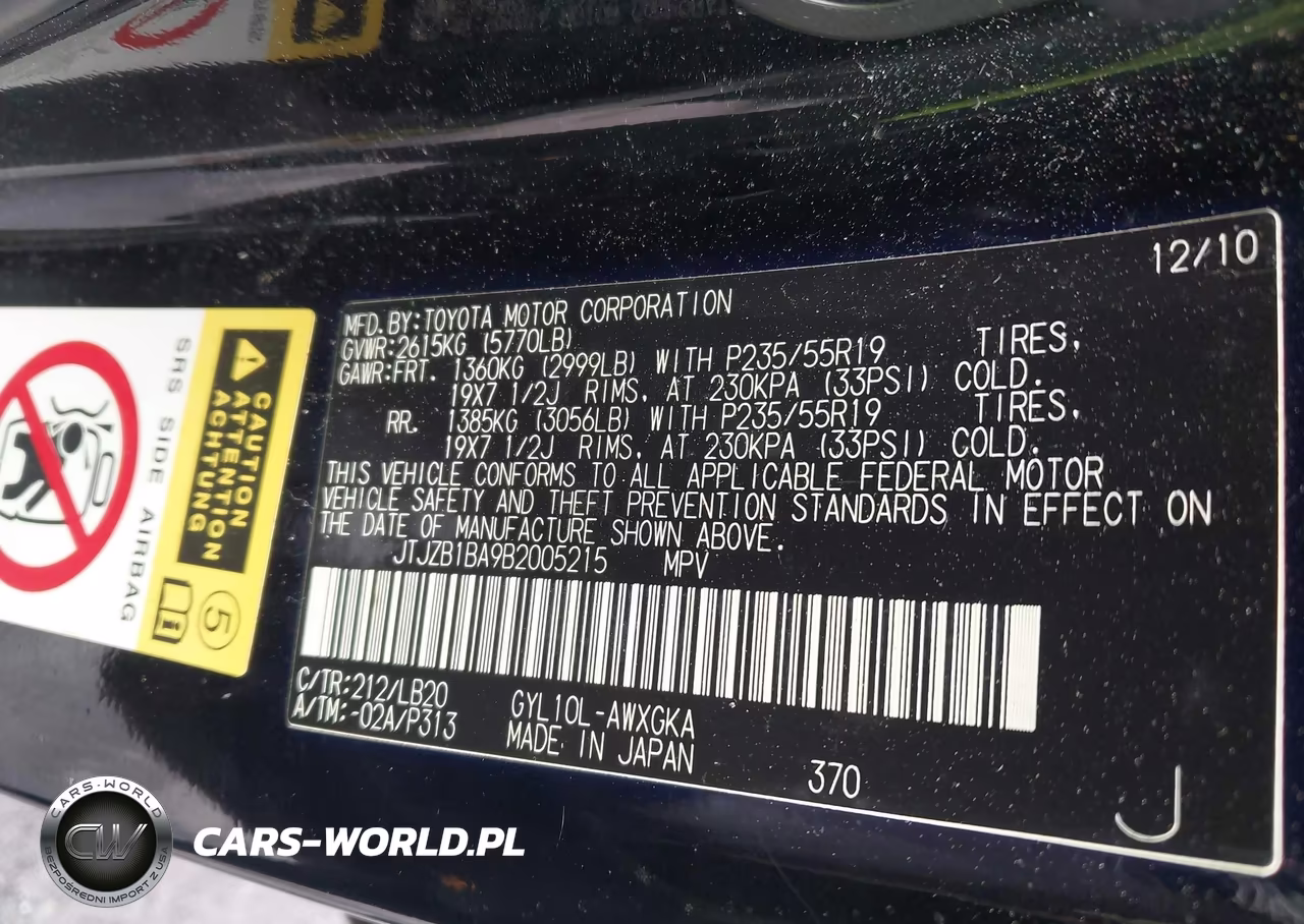 2011 Lexus Rx 450H VIN:JTJZB1BA9B2005215 - 9