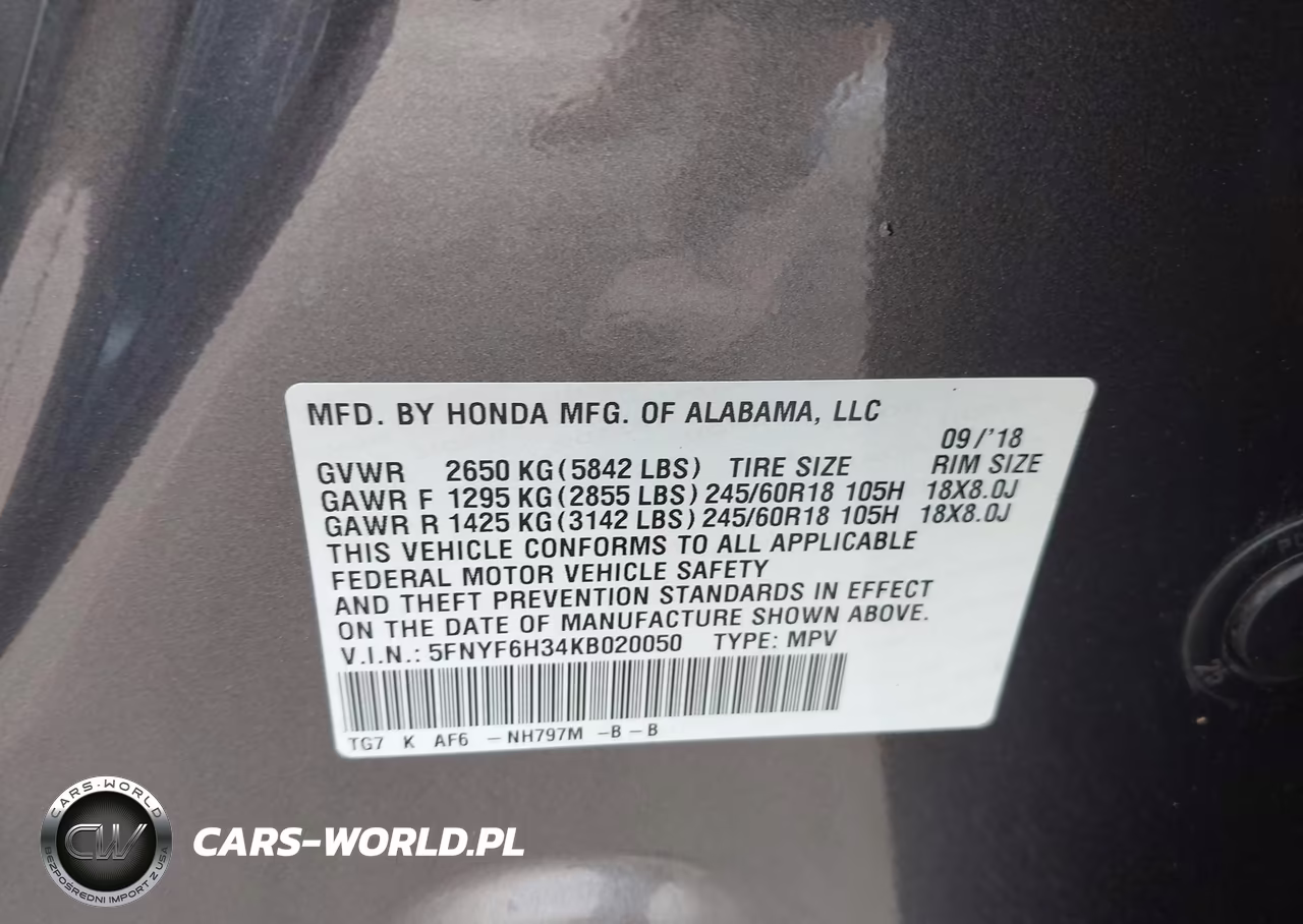 2019 Honda Pilot Ex VIN:5FNYF6H34KB020050 - 9