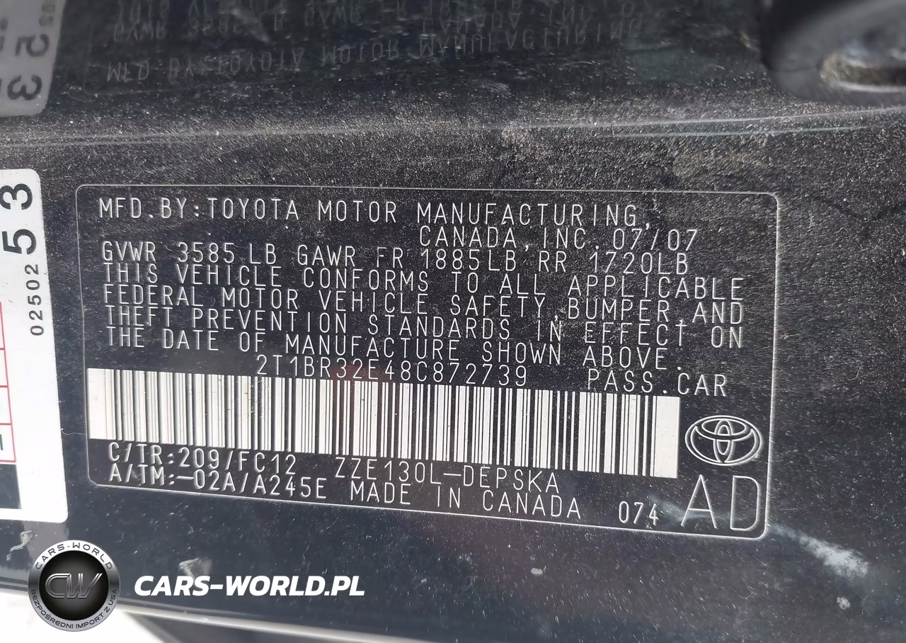 2008 Toyota Corolla S VIN:2T1BR32E48C872739 - 9