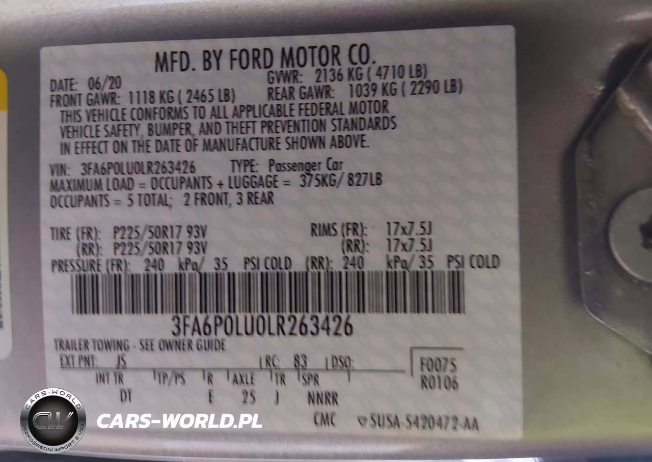 2020 Ford Fusion Hybrid Se VIN:3FA6P0LU0LR263426 - 9