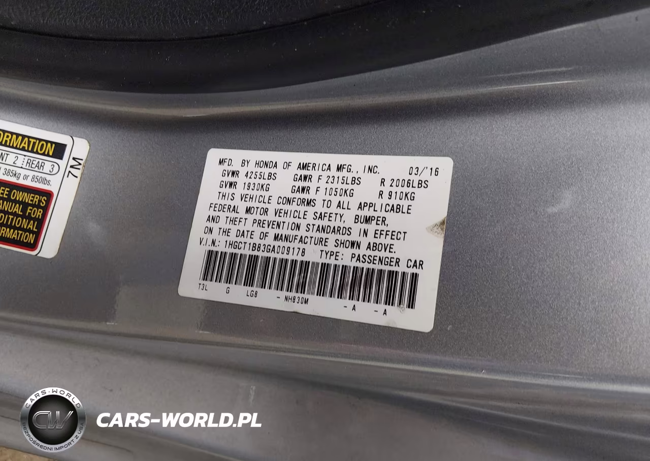 2016 Honda Accord Ex-L VIN:1HGCT1B83GA009178 - 9