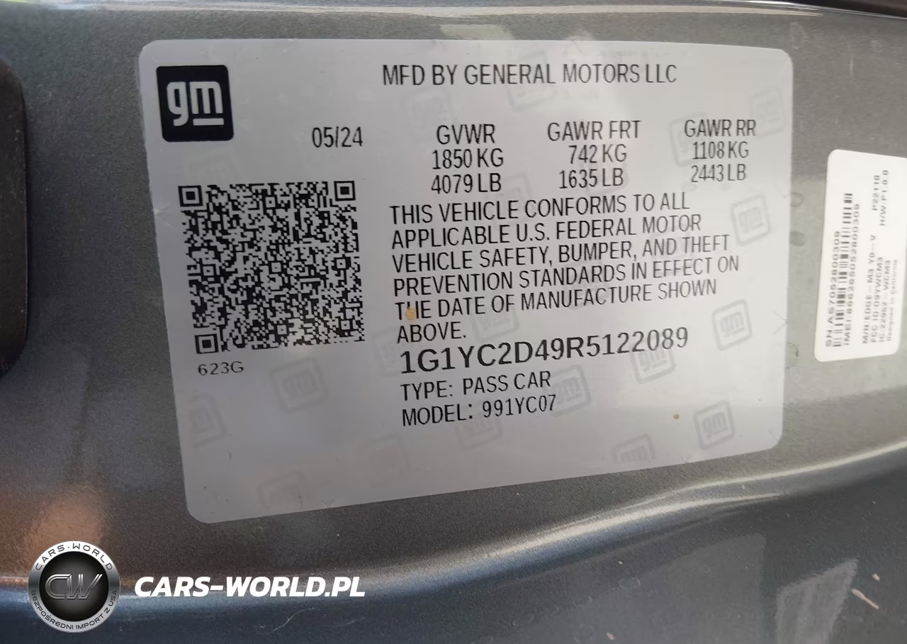 2024 Chevrolet Corvette Stingray Rwd 3Lt VIN:1G1YC2D49R5122089 - 9