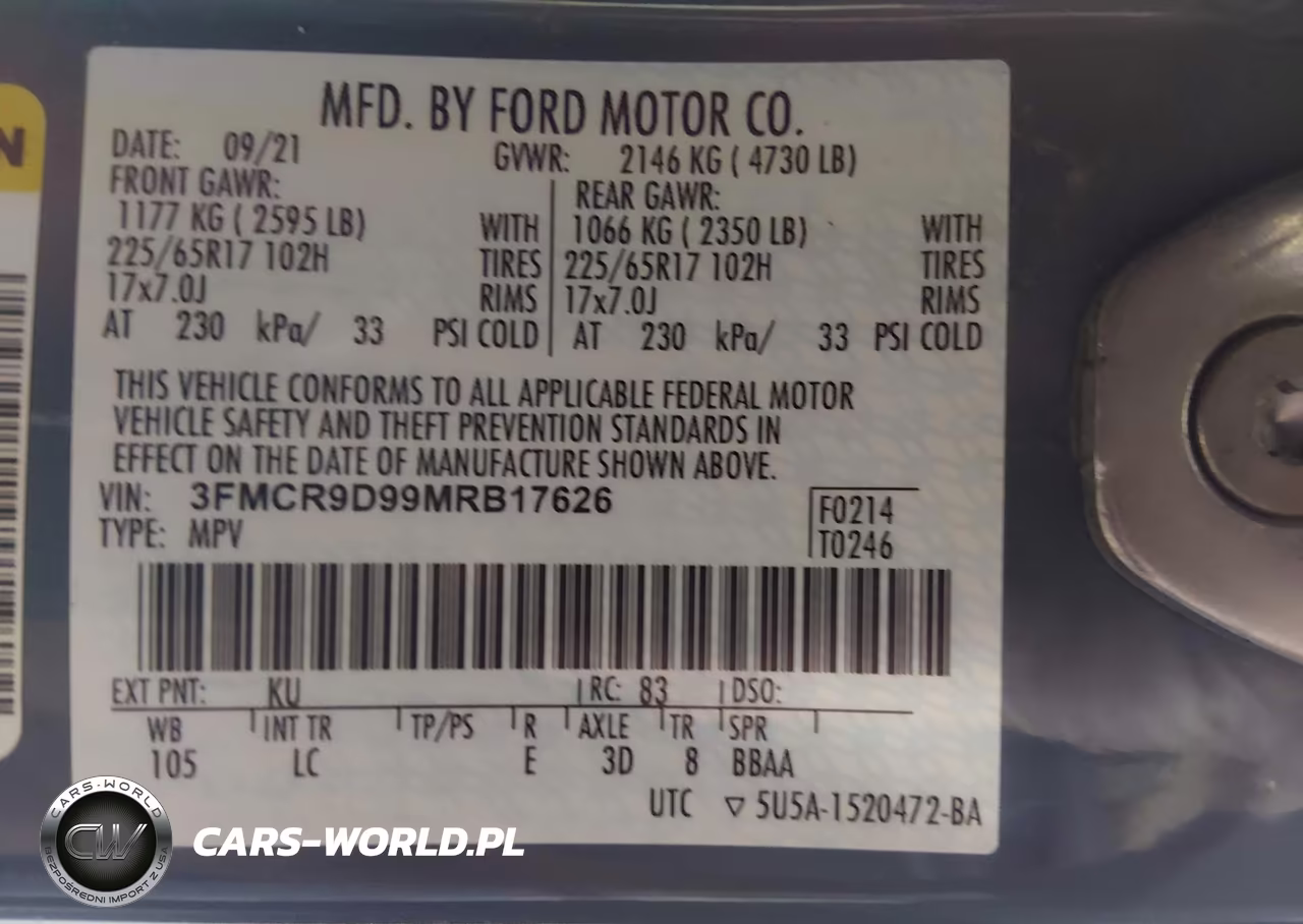 2021 Ford Bronco Sport Badlands VIN:3FMCR9D99MRB17626 - 9