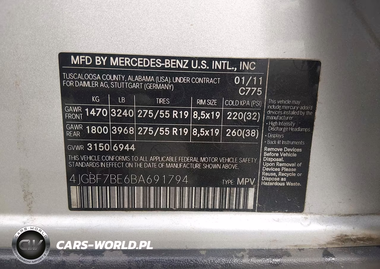 2011 Mercedes-Benz Gl 450 4Matic VIN:4JGBF7BE6BA691794 - 9
