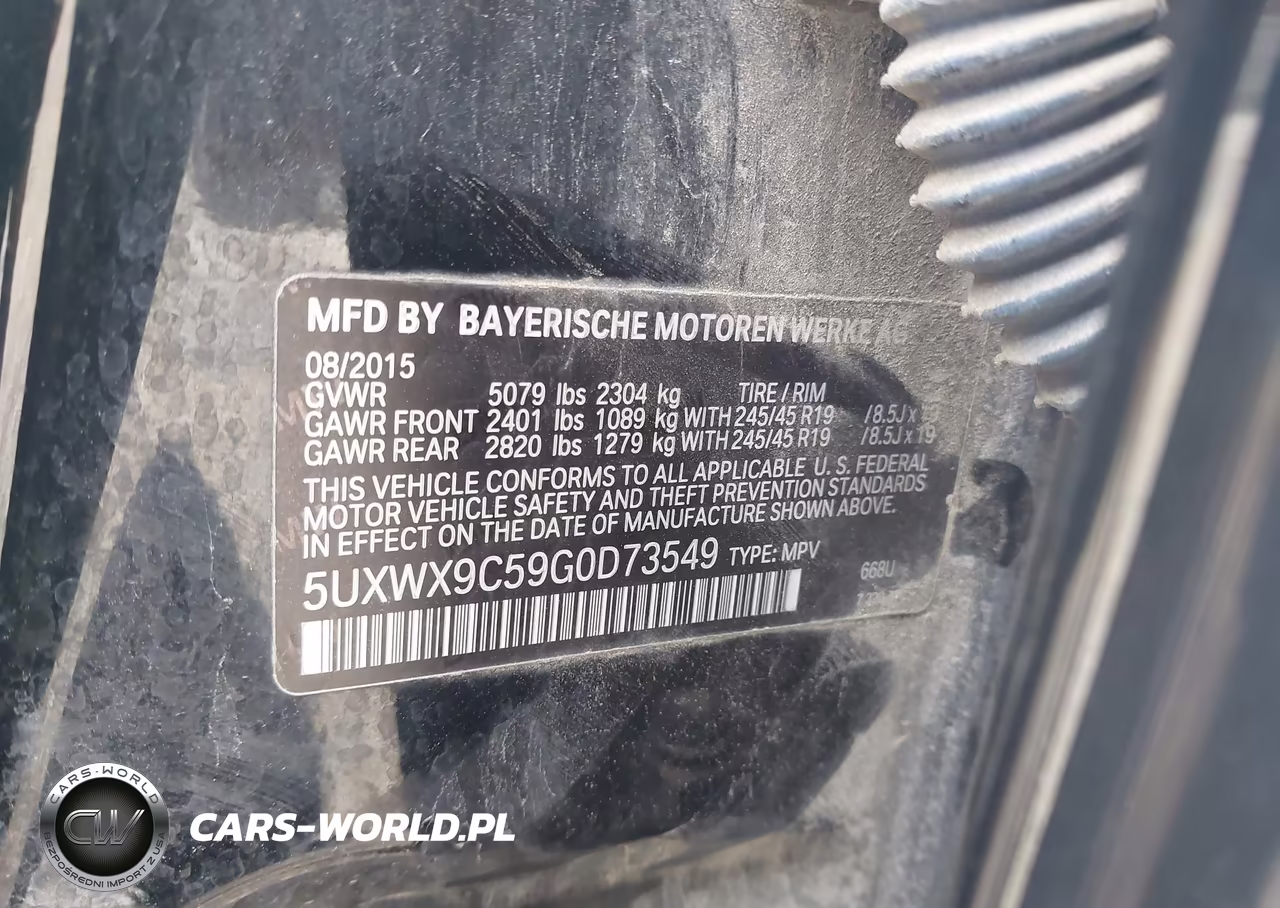 2016 BMW X3 xDrive28I VIN:5UXWX9C59G0D73549 - 9