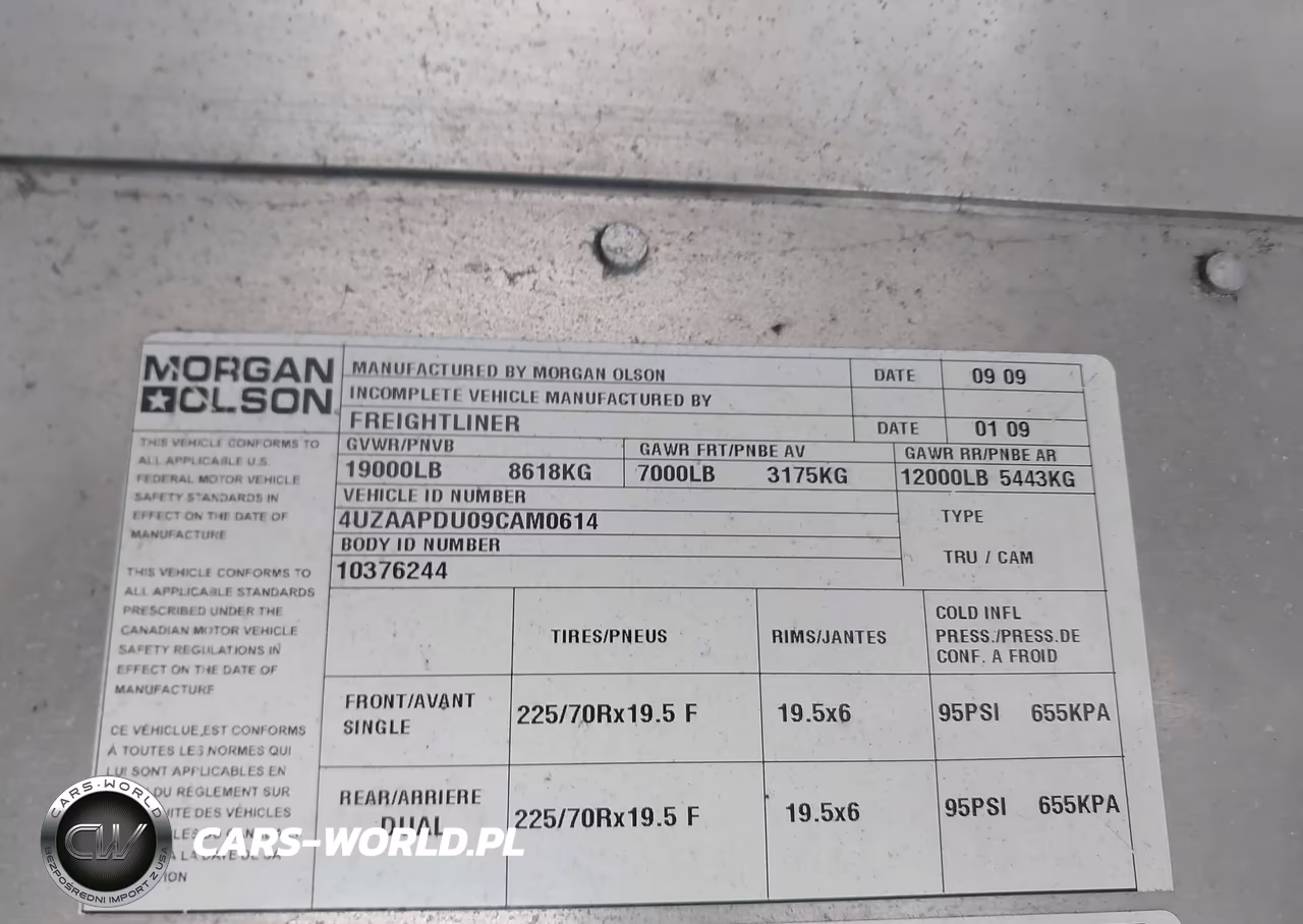 2009 Freightliner Chassis M Line Walk-In Van VIN:4UZAAPDU09CAM0614 - 8