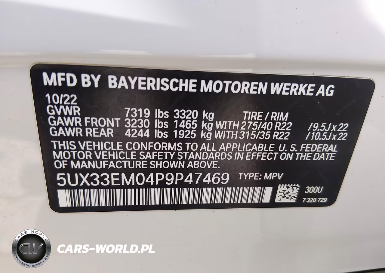 2023 BMW X7 M60I VIN:5UX33EM04P9P47469 - 9