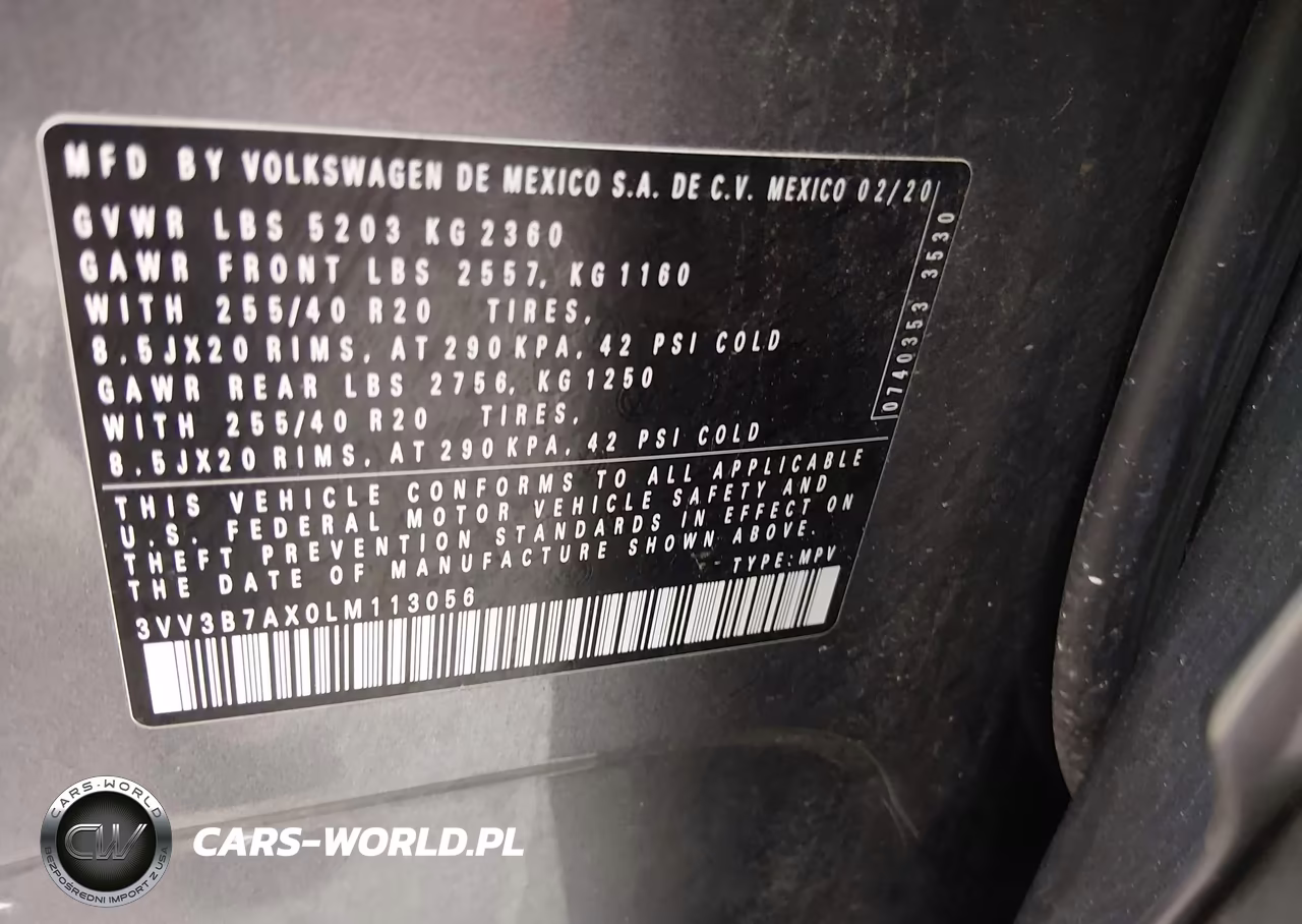 2020 Volkswagen Tiguan 2.0T Se-2.0T Se R-Line Black-2.0T Sel VIN:3VV3B7AX0LM113056 - 9