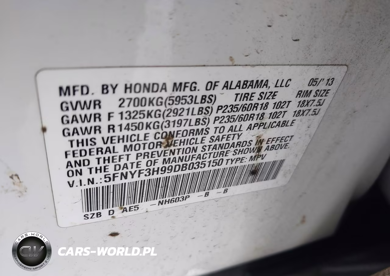 2013 Honda Pilot Touring VIN:5FNYF3H99DB035150 - 9