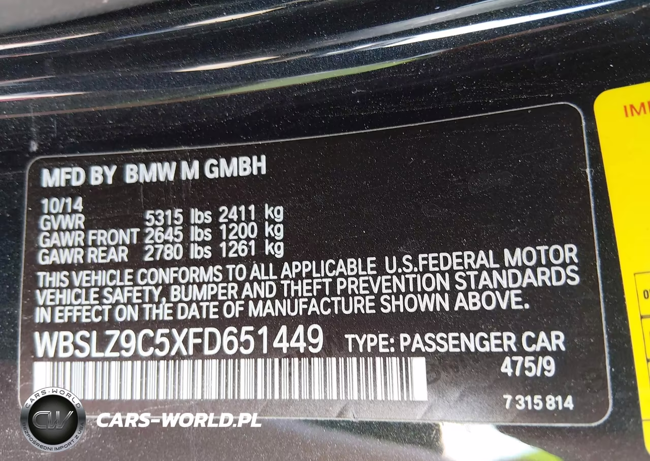2015 BMW M6 VIN:WBSLZ9C5XFD651449 - 9
