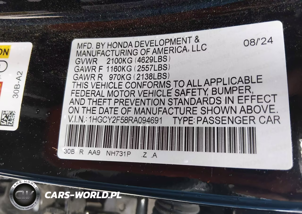 2024 Honda Accord Hybrid Sport VIN:1HGCY2F58RA094691 - 9