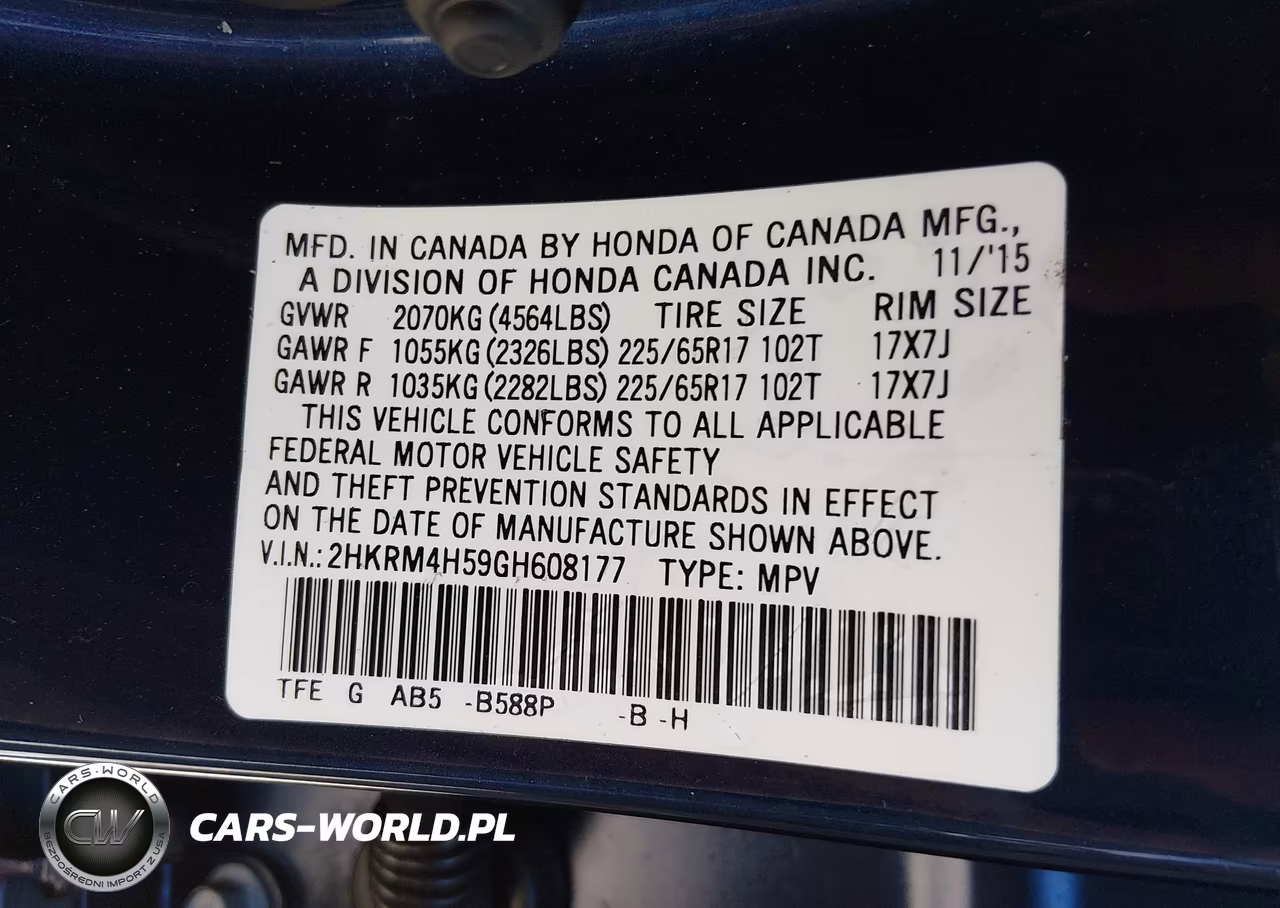 2016 Honda Cr-V Ex VIN:2HKRM4H59GH608177 - 9