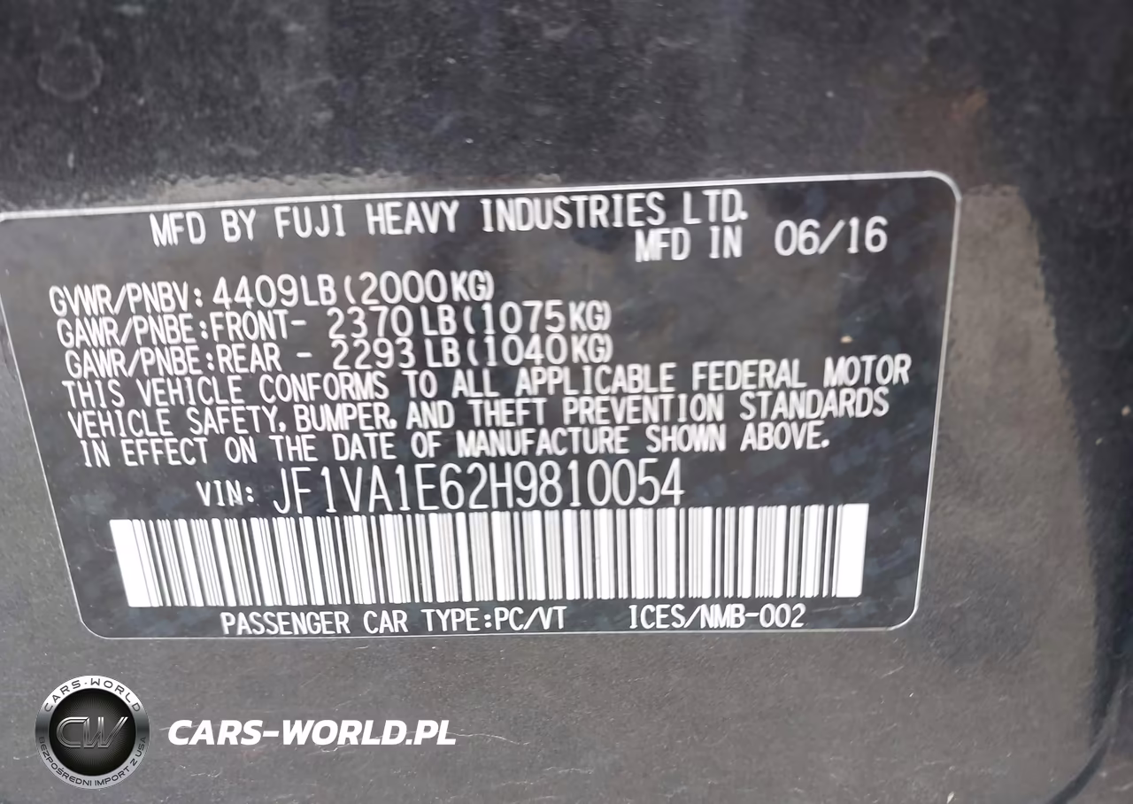 2017 Subaru Wrx Premium VIN:JF1VA1E62H9810054 - 9