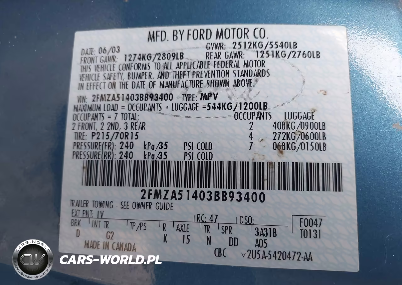 2003 Ford Windstar Lx VIN:2FMZA51403BB93400 - 9