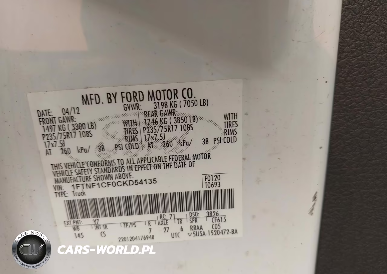 2012 Ford F-150 Xl-Xlt VIN:1FTNF1CF0CKD54135 - 9