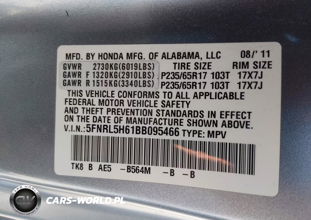 2011 Honda Odyssey Ex-L VIN:5FNRL5H61BB095466 - 9