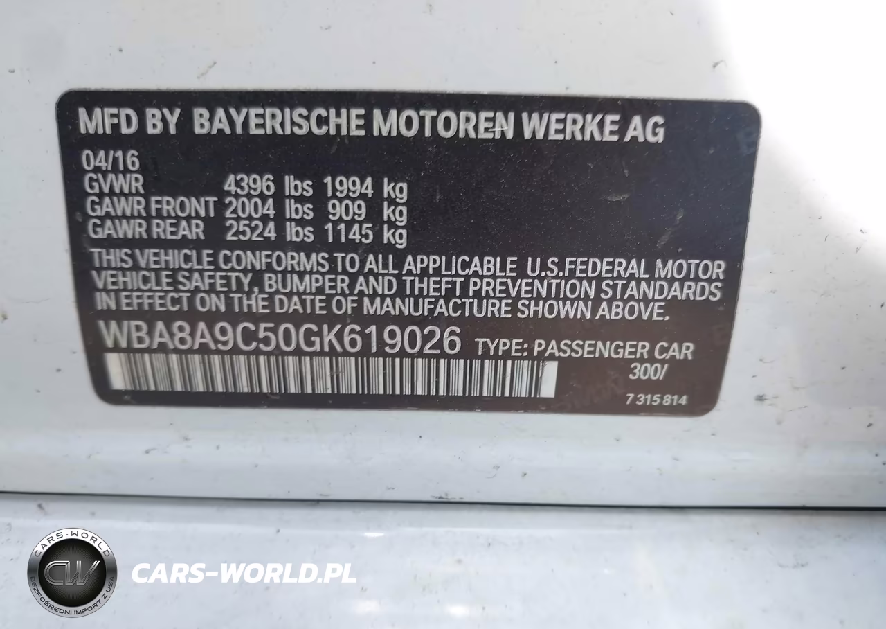 2016 BMW 320 I VIN:WBA8A9C50GK619026 - 9