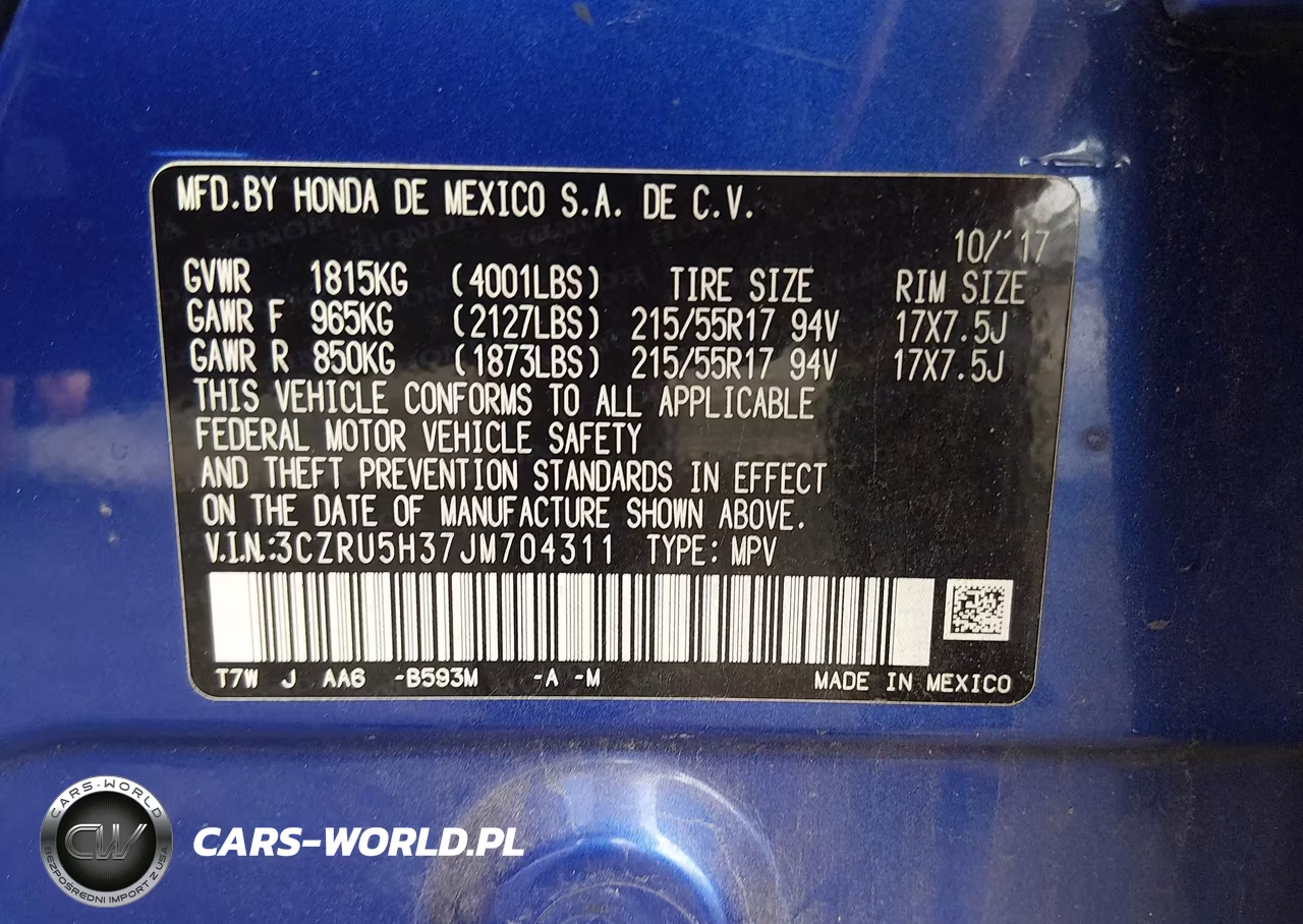 2018 Honda Hr-V Lx VIN:3CZRU5H37JM704311 - 9