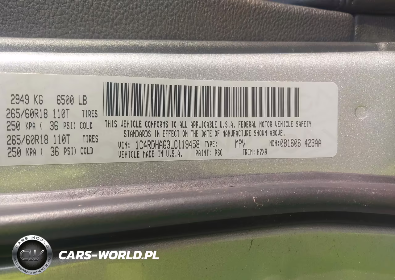 2020 Dodge Durango Sxt Rwd VIN:1C4RDHAG3LC119458 - 9
