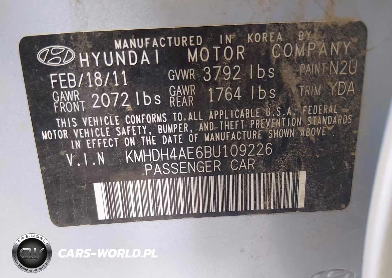 2011 Hyundai Elantra Gls (Ulsan Plant) VIN:KMHDH4AE6BU109226 - 9