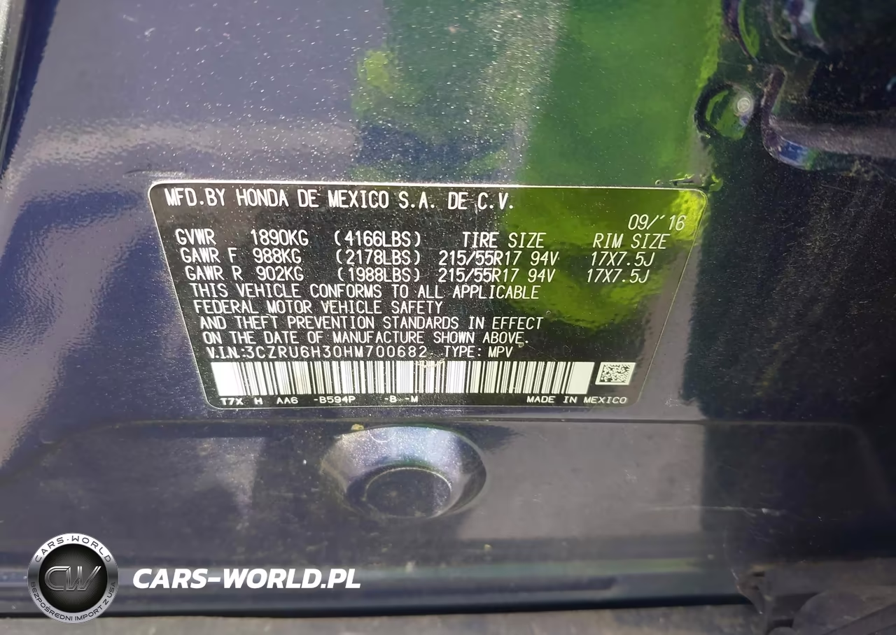 2017 Honda Hr-V Lx VIN:3CZRU6H30HM700682 - 9