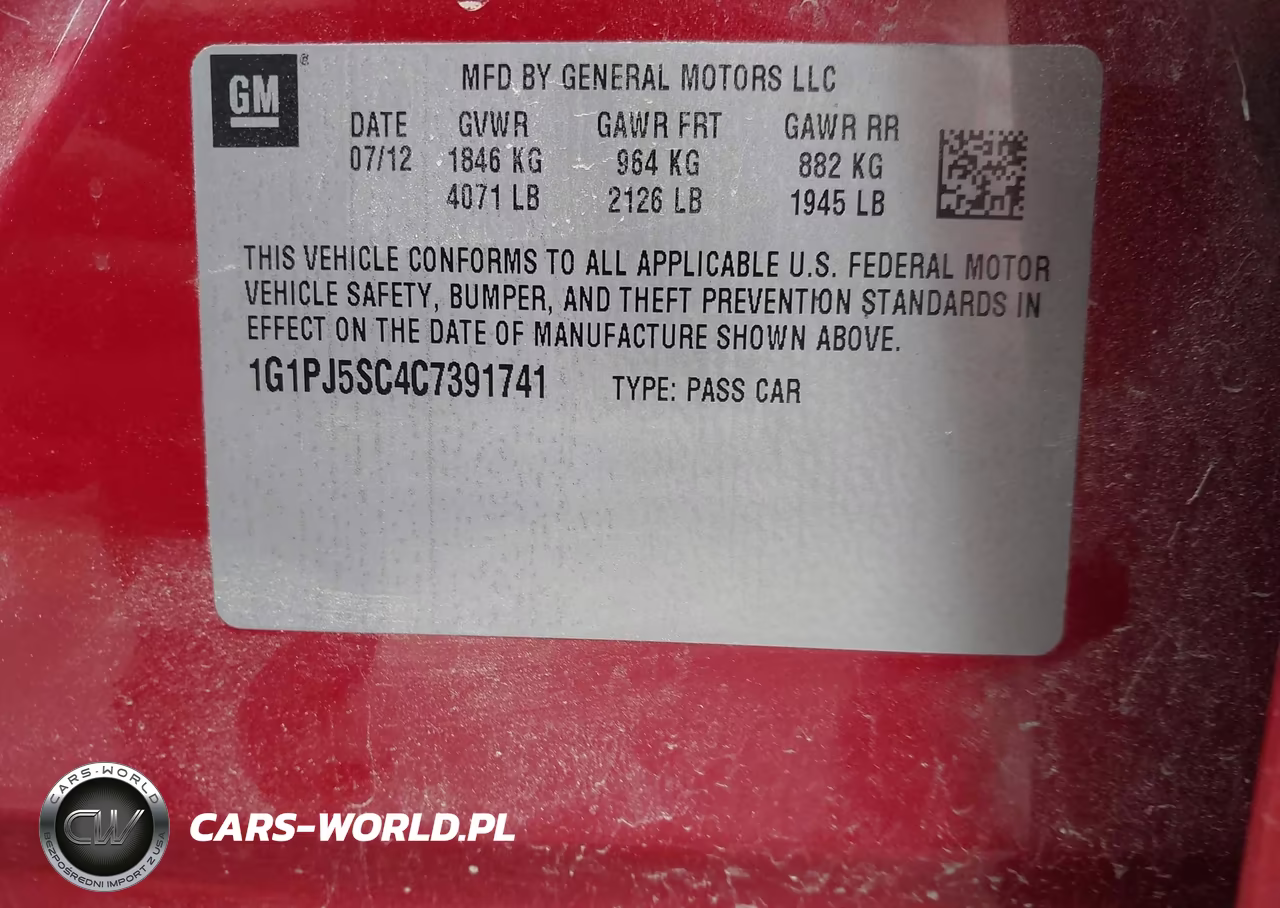 2012 Chevrolet Cruze Eco VIN:1G1PJ5SC4C7391741 - 9