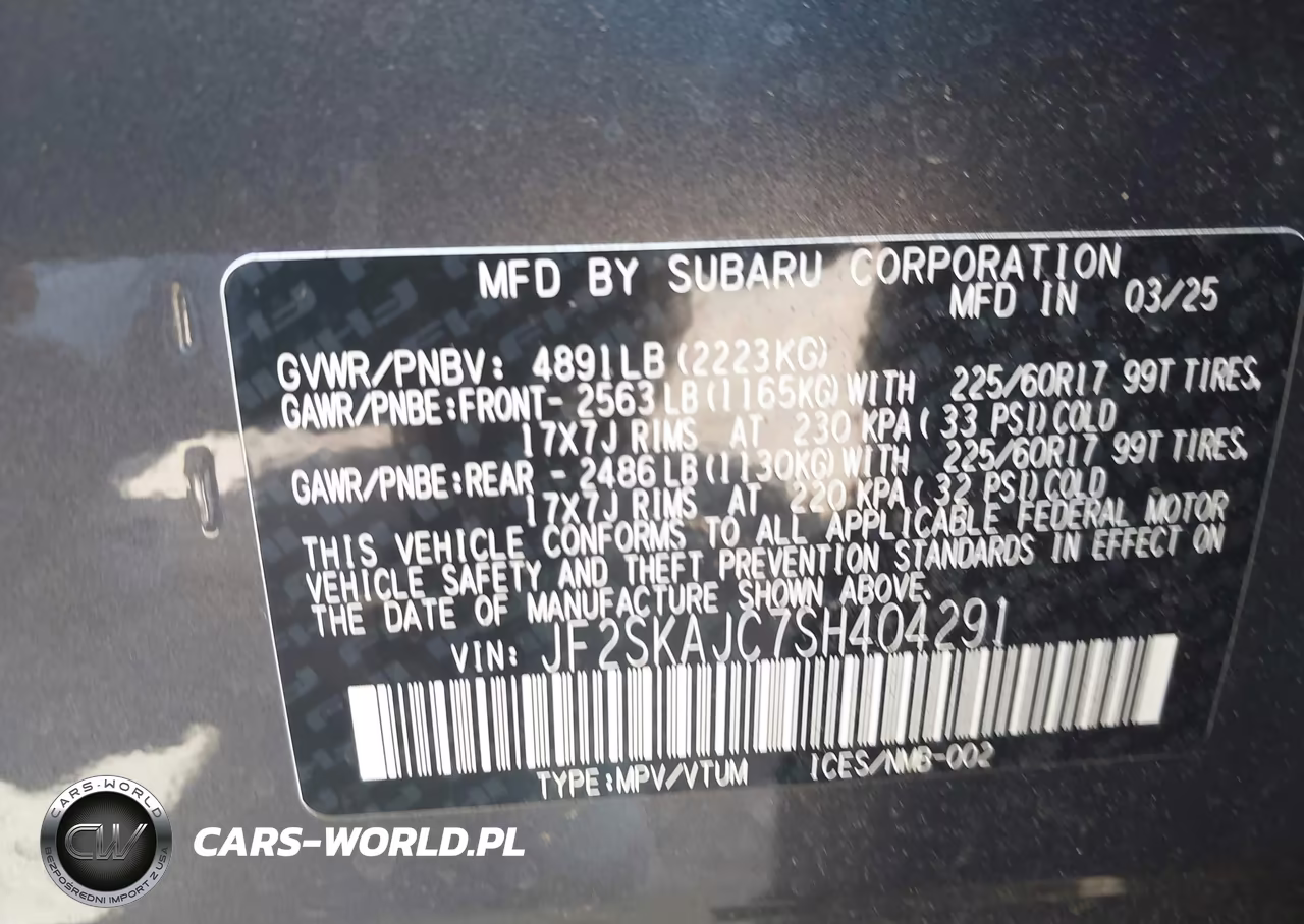 2025 Subaru Forester Wilderness VIN:JF2SKAJC7SH404291 - 9