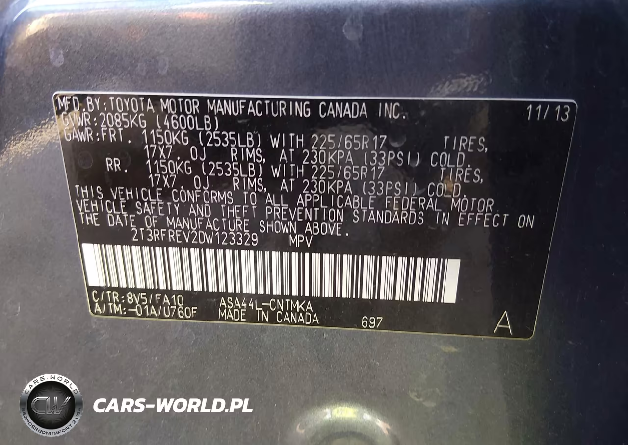 2013 Toyota Rav4 Xle VIN:2T3RFREV2DW123329 - 9