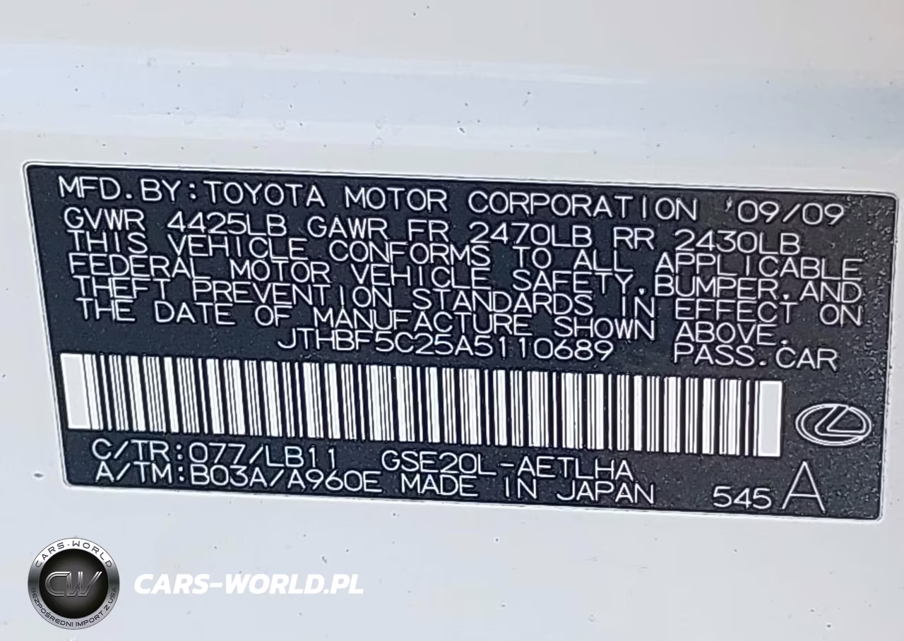 2010 Lexus Is 250 VIN:JTHBF5C25A5110689 - 9