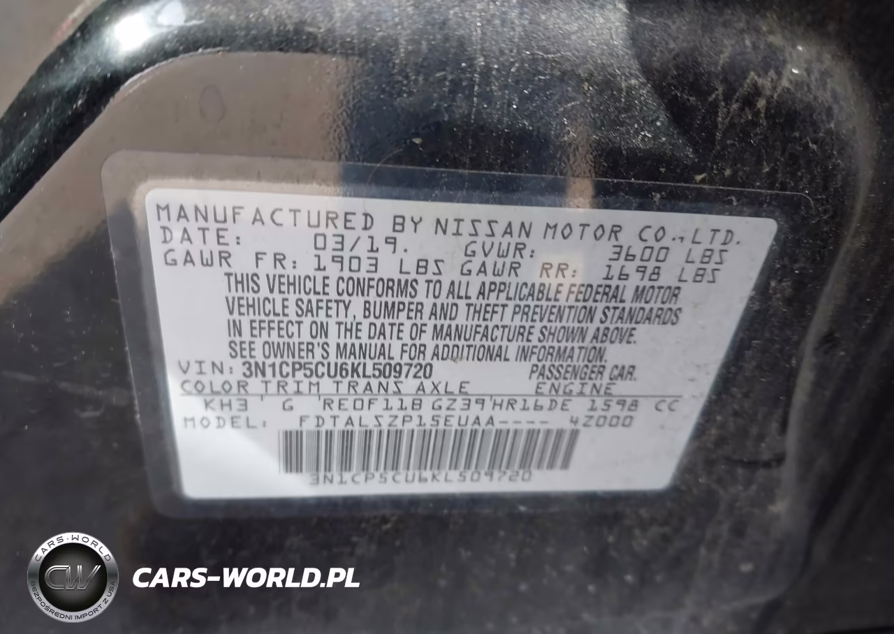 2019 Nissan Kicks Sv VIN:3N1CP5CU6KL509720 - 9