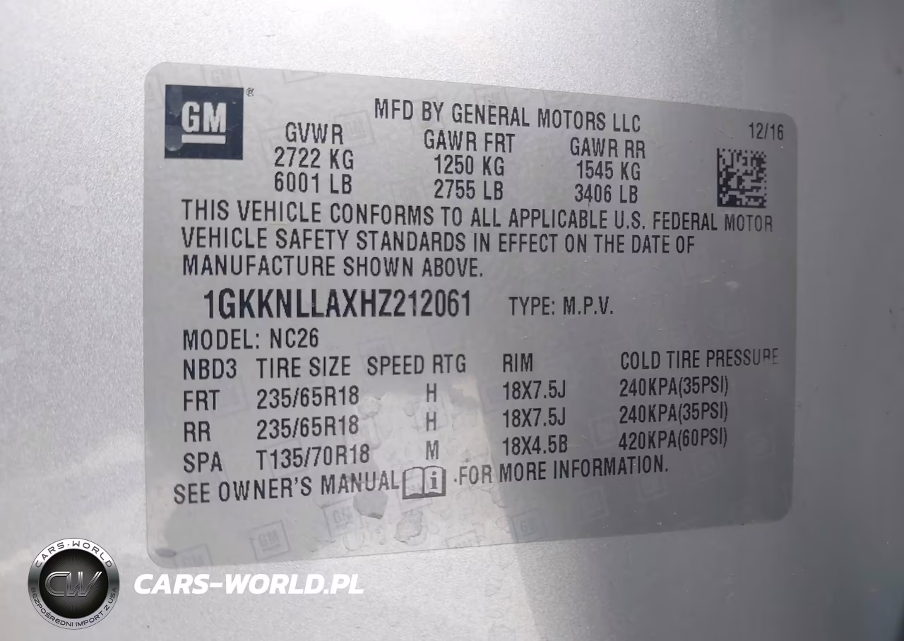 2017 GMC Acadia Sle-2 VIN:1GKKNLLAXHZ212061 - 9