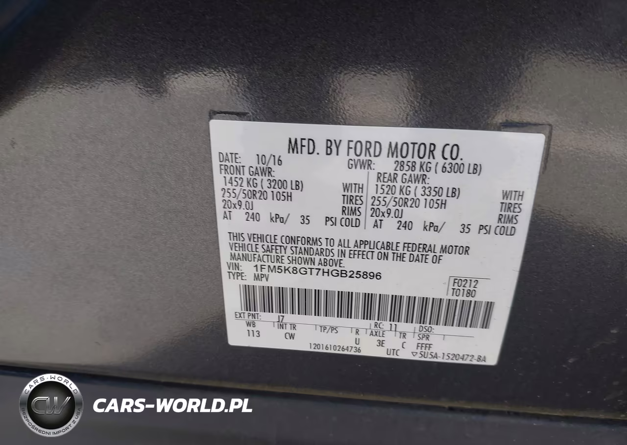 2017 Ford Explorer Sport VIN:1FM5K8GT7HGB25896 - 9