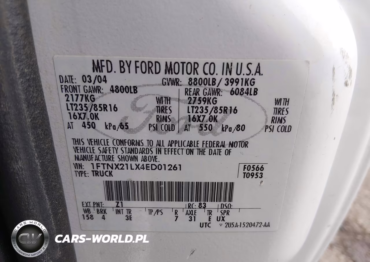 2004 Ford F-250 VIN:1FTNX21LX4ED01261 - 9