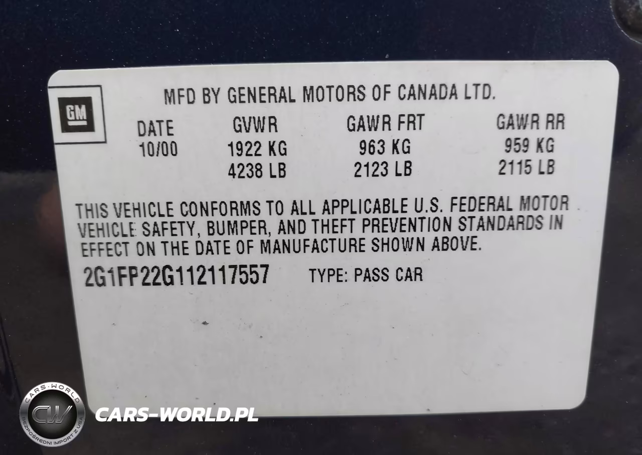 2001 Chevrolet Camaro Z28 VIN:2G1FP22G112117557 - 9