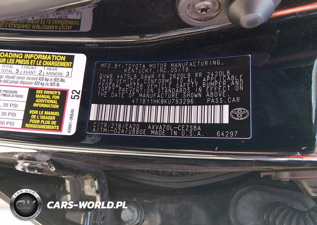 2019 Toyota Camry Se VIN:4T1B11HK8KU793296 - 9