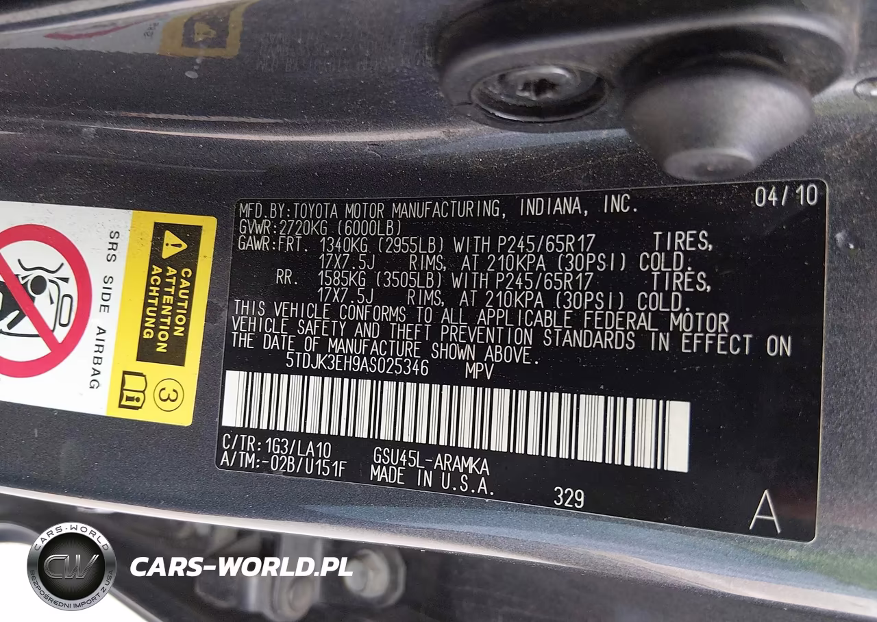 2010 Toyota Highlander Se V6 VIN:5TDJK3EH9AS025346 - 9