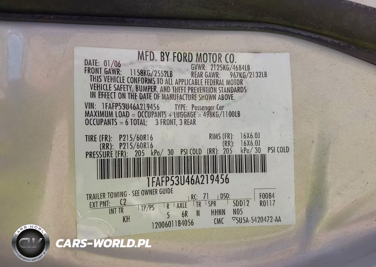 2006 Ford Taurus Se VIN:1FAFP53U46A219456 - 9