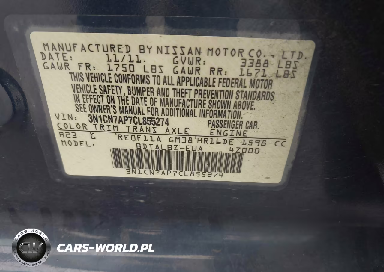 2012 Nissan Versa 1.6 Sv VIN:3N1CN7AP7CL855274 - 9