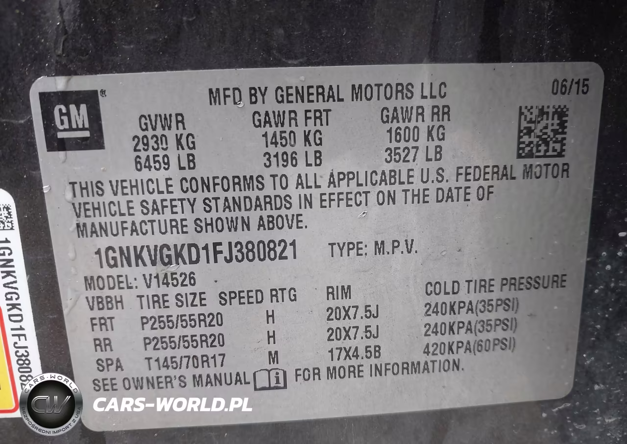 2015 Chevrolet Traverse 1Lt VIN:1GNKVGKD1FJ380821 - 9