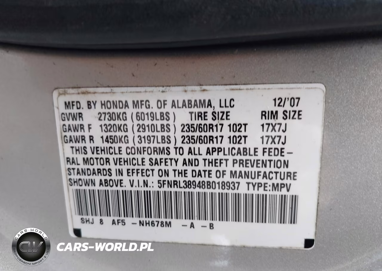 2008 Honda Odyssey Touring VIN:5FNRL38948B018937 - 9