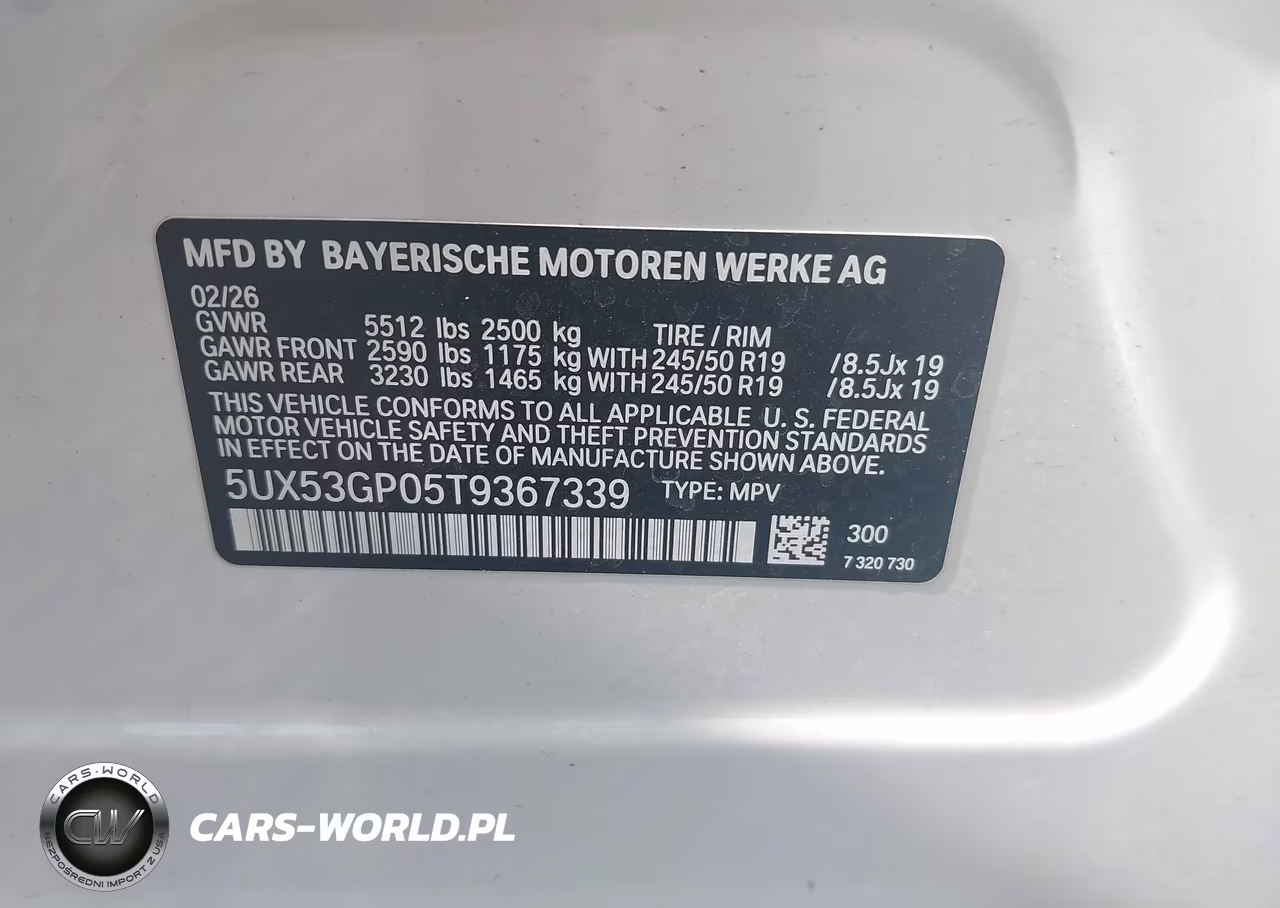 2026 BMW X3 30 xDrive VIN:5UX53GP05T9367339 - 9