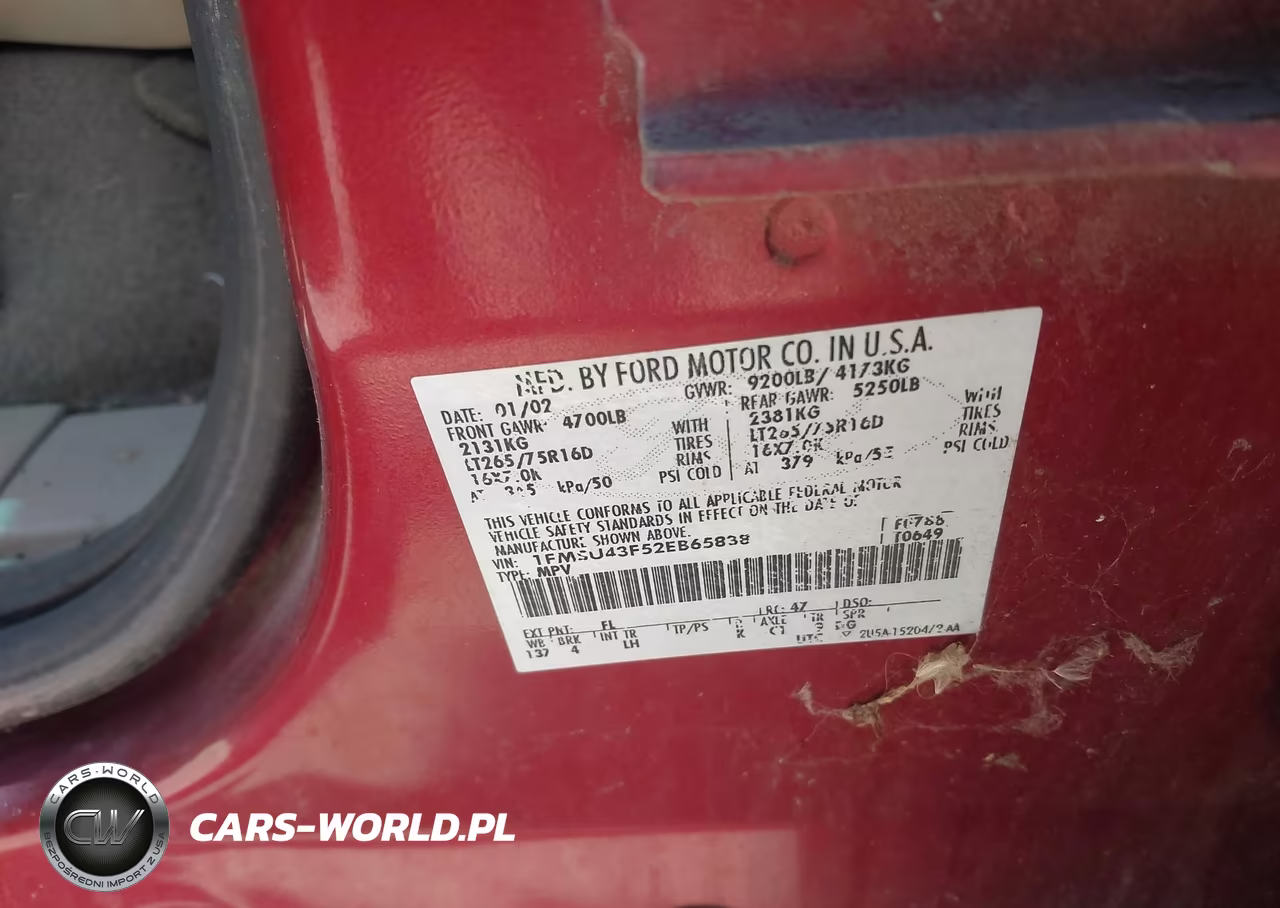 2002 Ford Excursion Limited VIN:1FMSU43F52EB65838 - 9