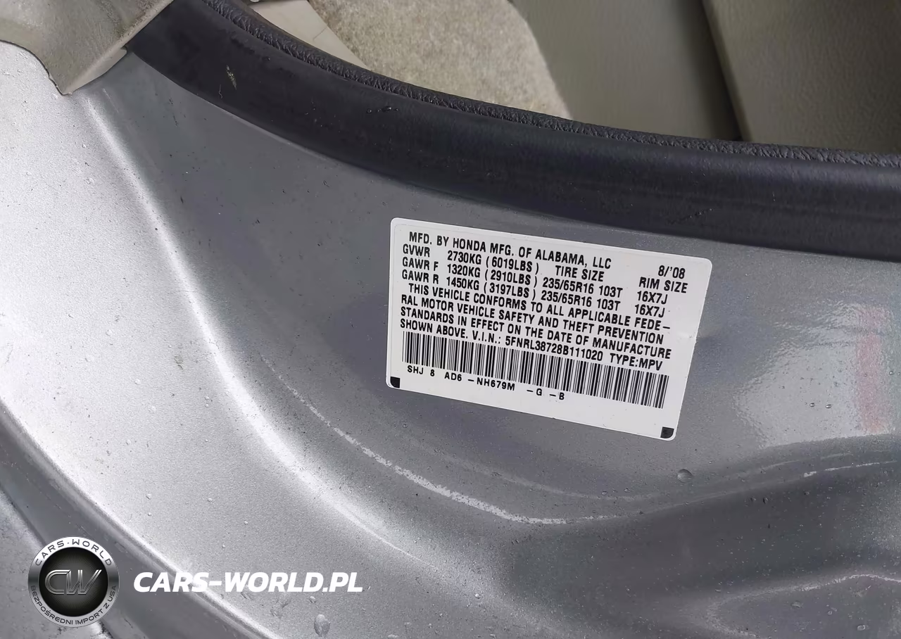 2008 Honda Odyssey Ex-L VIN:5FNRL38728B111020 - 9
