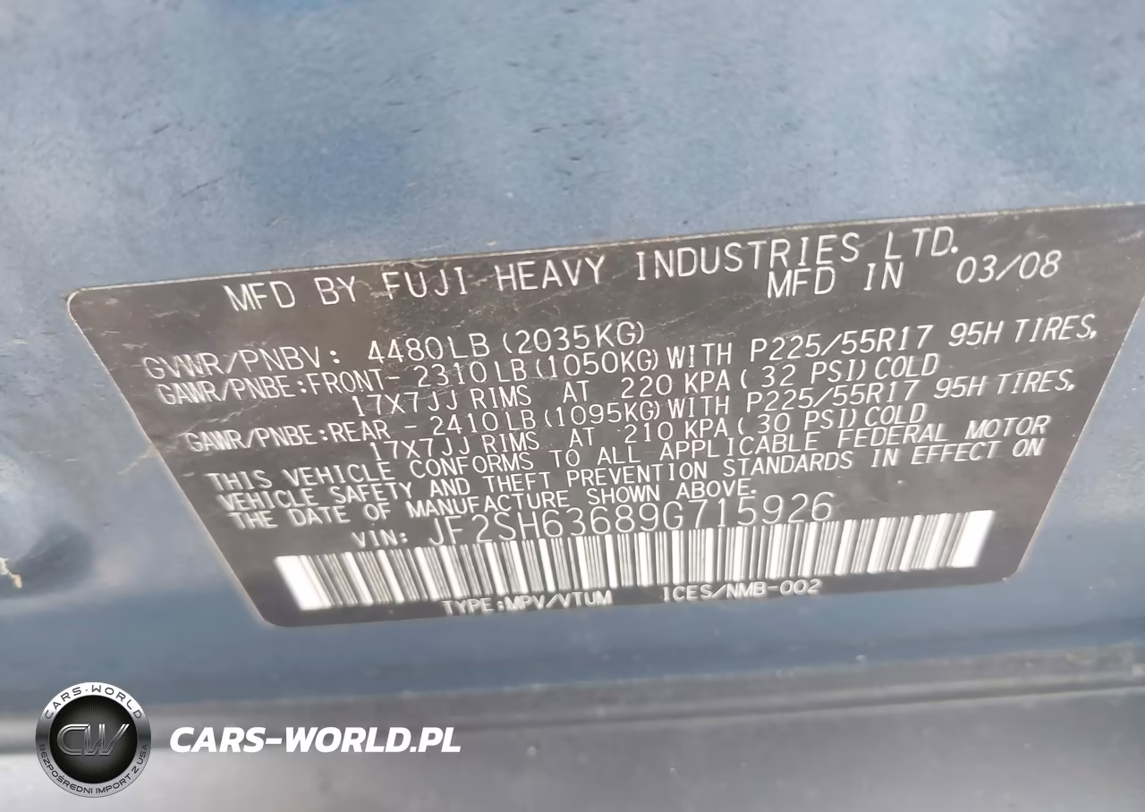 2009 Subaru Forester 2.5X VIN:JF2SH63689G715926 - 9