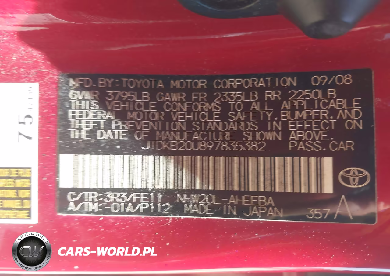 2009 Toyota Prius VIN:JTDKB20U897835382 - 9