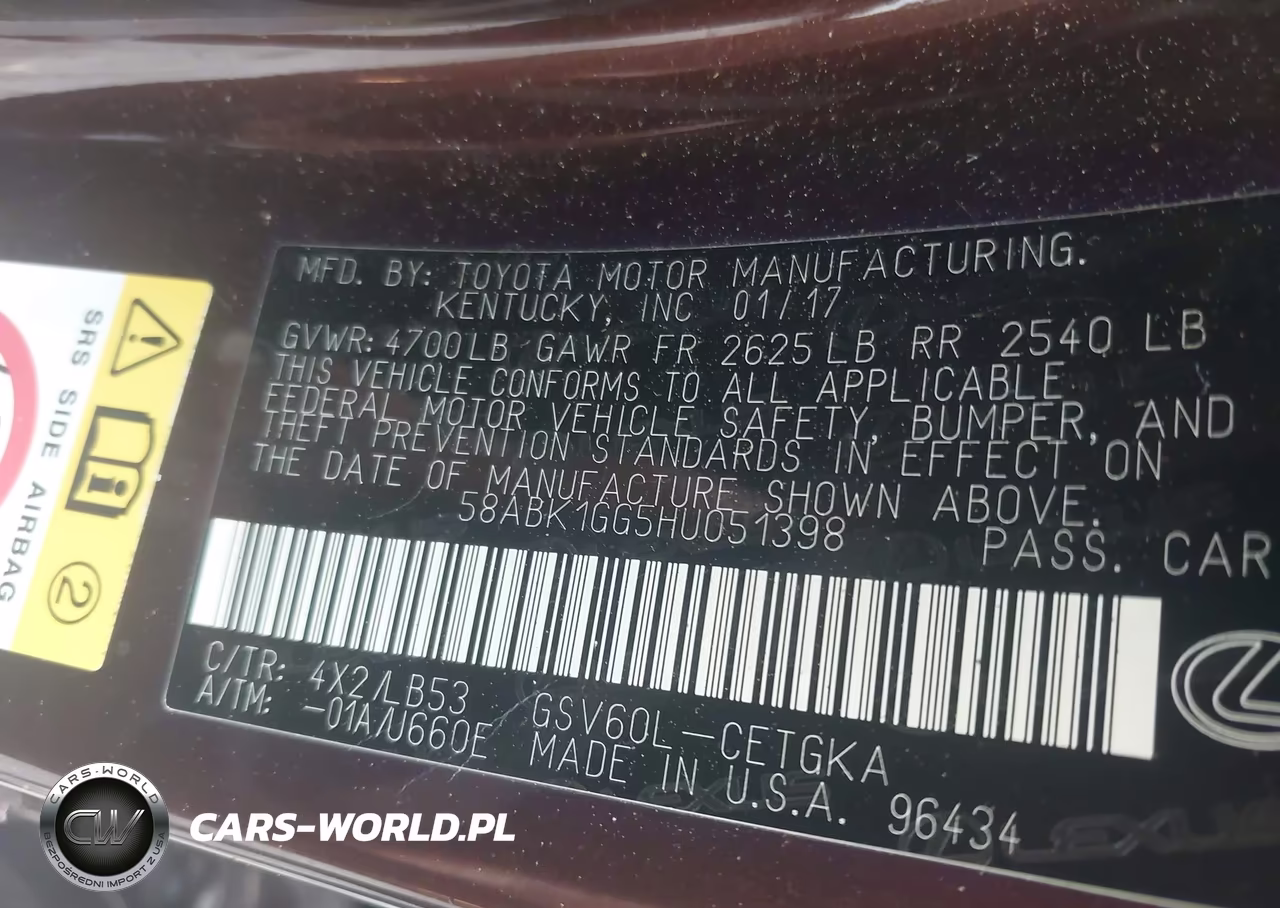 2017 Lexus Es 350 VIN:58ABK1GG5HU051398 - 9