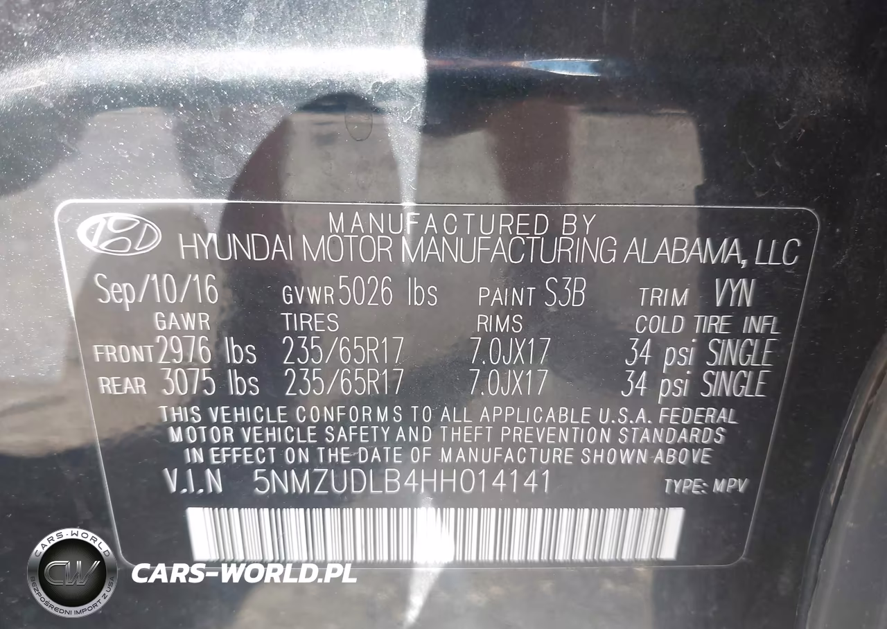 2017 Hyundai Santa Fe Sport 2.4L VIN:5NMZUDLB4HH014141 - 9